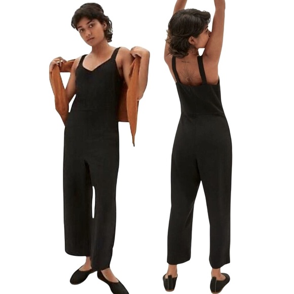 NWT! Everlane Japanese GoWeave Slip Jumpsuit Women's 16 Black Wrinkle Resistant - Picture 1 of 8